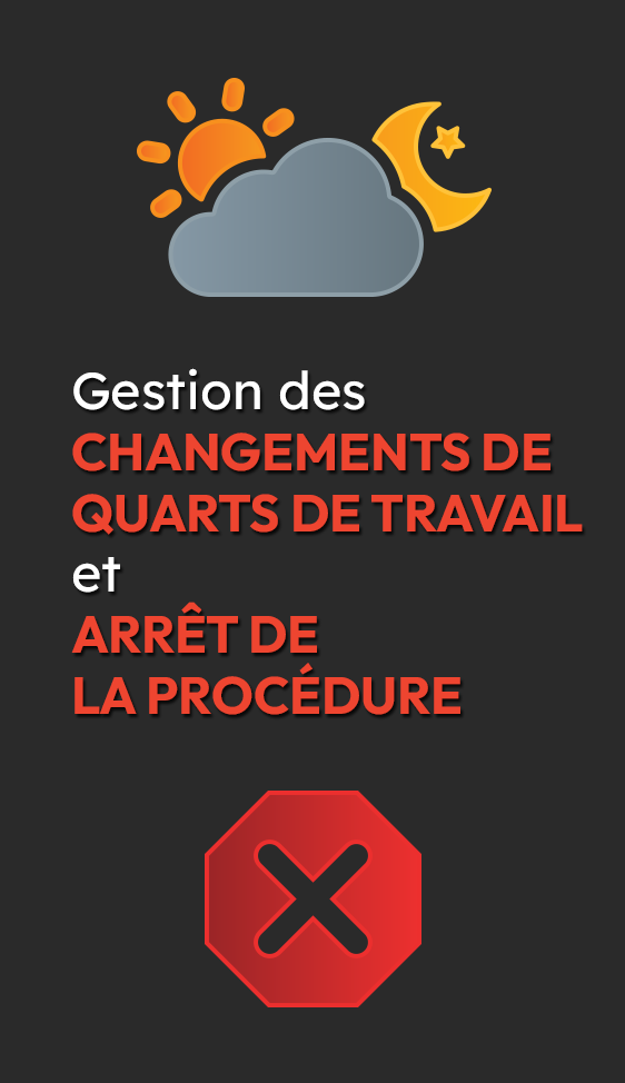 Gestion des changements de quarts de travail et arrêt de la procédure