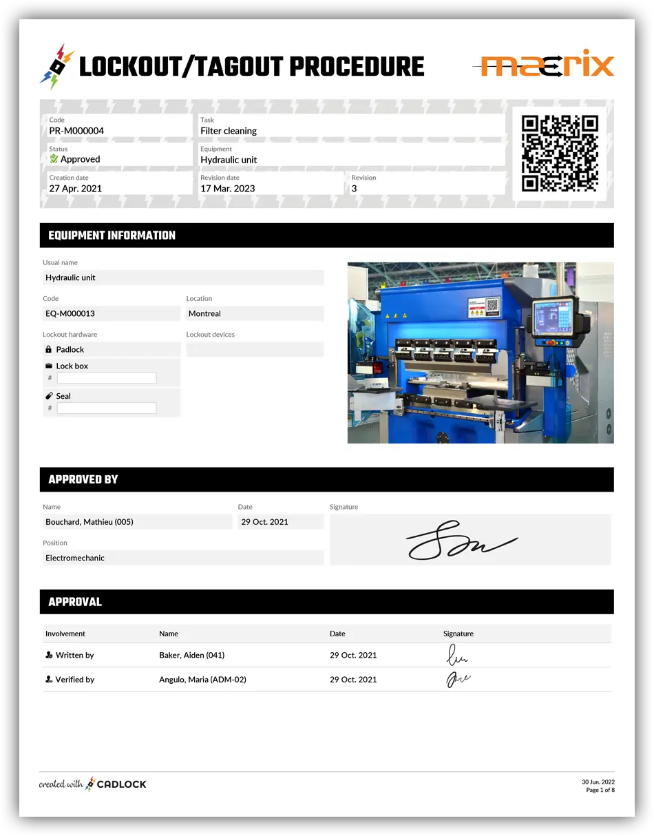 lockout tagout procedure