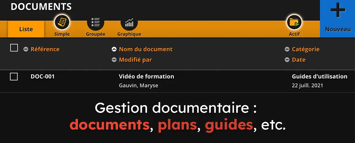 Gestion documentaire : documents, plans, guides, etc.