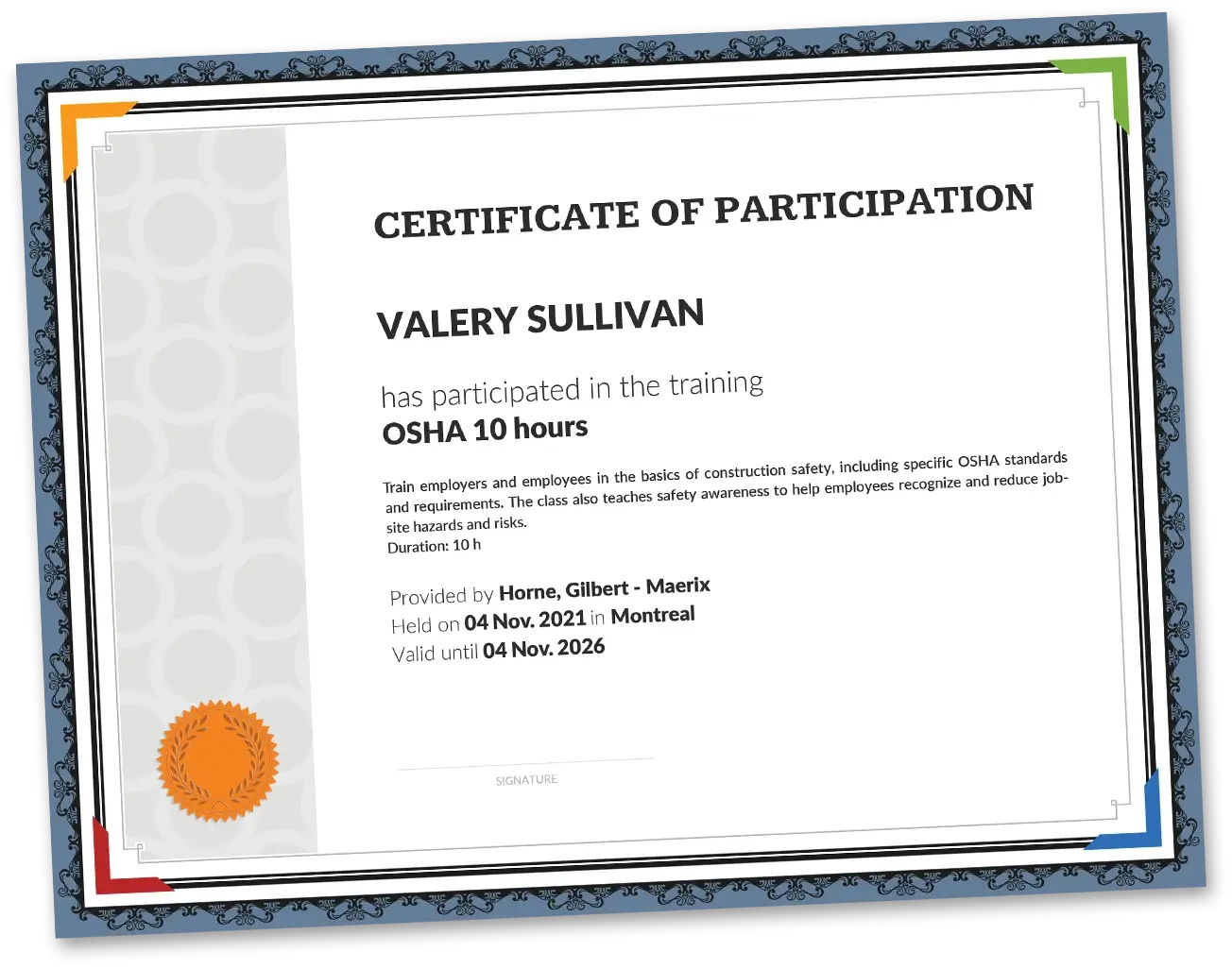 certificate of participation