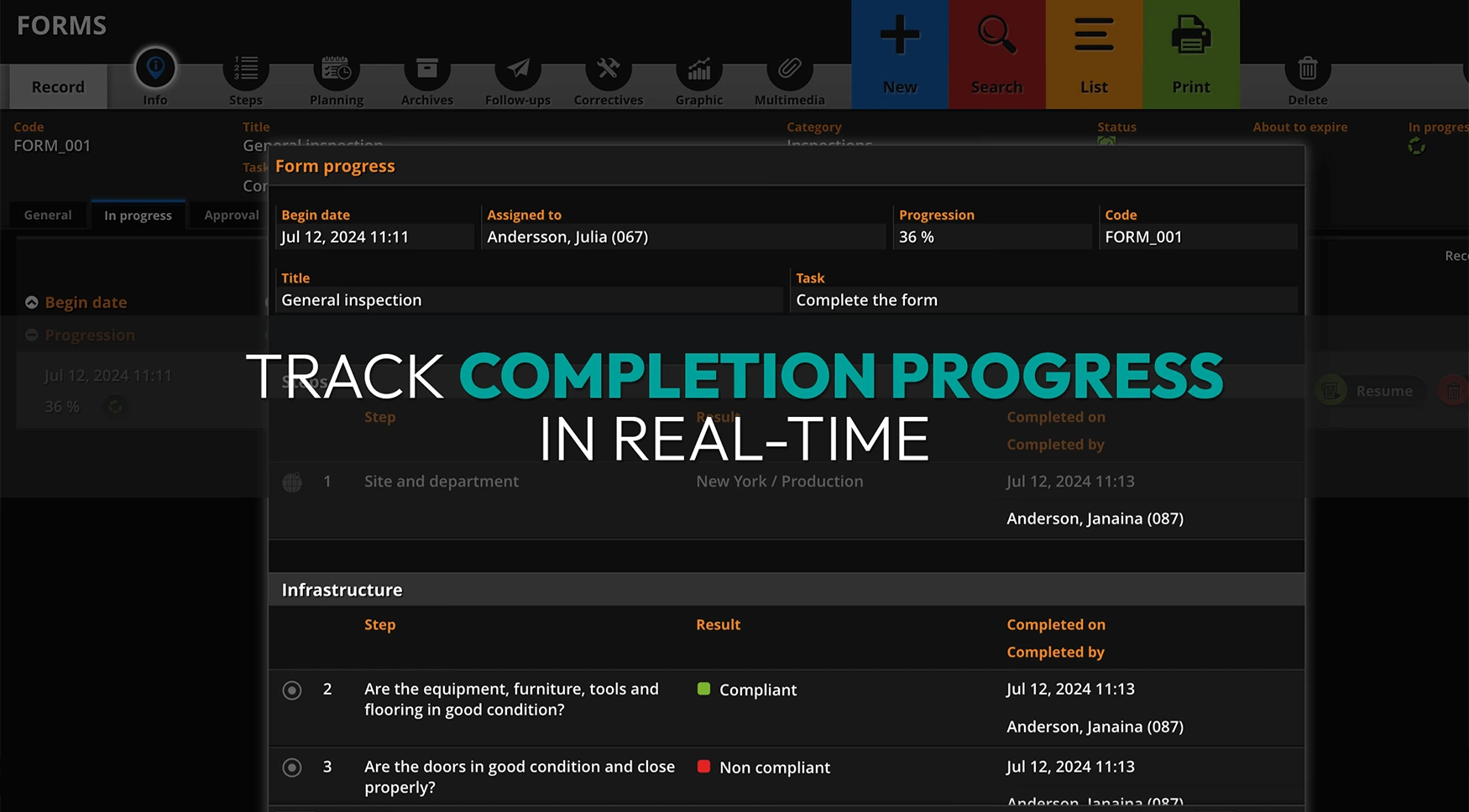 Track completion progress in real-time